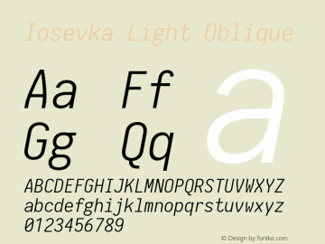 Iosevka Light Oblique 2.1.0; ttfautohint (v1.8.2)图片样张