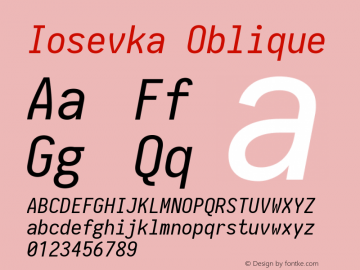 Iosevka Oblique 2.1.0; ttfautohint (v1.8.2)图片样张
