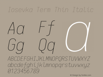 Iosevka Term Thin Italic 2.1.0; ttfautohint (v1.8.2)图片样张