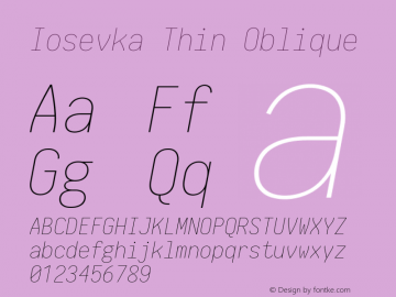 Iosevka Thin Oblique 2.1.0; ttfautohint (v1.8.2) Font Sample