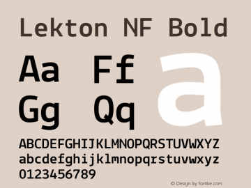 Lekton-Bold Nerd Font Complete Mono Windows Compatible Version 34.000 Font Sample