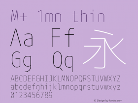 M+ 1mn thin  Font Sample