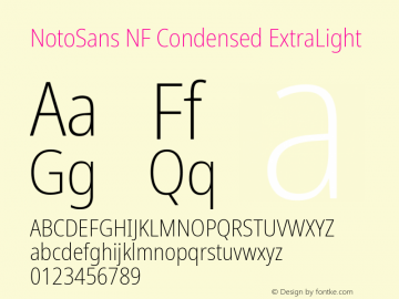 Noto Sans Condensed ExtraLight Nerd Font Complete Windows Compatible Version 2.000;GOOG;noto-source:20170915:90ef993387c0; ttfautohint (v1.7)图片样张