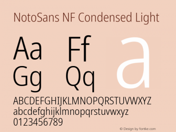 Noto Sans Condensed Light Nerd Font Complete Windows Compatible Version 2.000;GOOG;noto-source:20170915:90ef993387c0; ttfautohint (v1.7) Font Sample