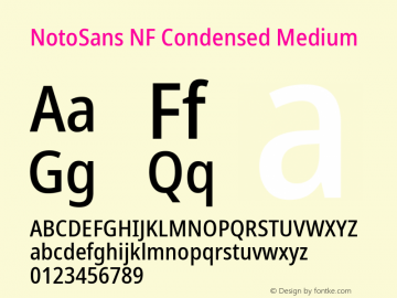 Noto Sans Condensed Medium Nerd Font Complete Windows Compatible Version 2.000;GOOG;noto-source:20170915:90ef993387c0; ttfautohint (v1.7) Font Sample