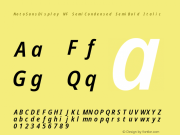 Noto Sans Display SemiCondensed SemiBold Italic Nerd Font Complete Mono Windows Compatible Version 2.000;GOOG;noto-source:20170915:90ef993387c0; ttfautohint (v1.7)图片样张