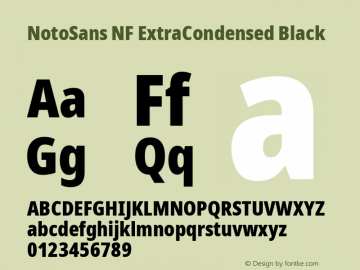 Noto Sans ExtraCondensed Black Nerd Font Complete Windows Compatible Version 2.000;GOOG;noto-source:20170915:90ef993387c0; ttfautohint (v1.7) Font Sample