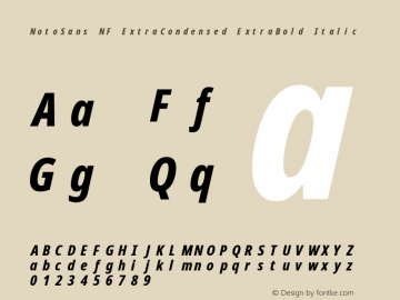 Noto Sans ExtraCondensed ExtraBold Italic Nerd Font Complete Mono Windows Compatible Version 2.000;GOOG;noto-source:20170915:90ef993387c0; ttfautohint (v1.7)图片样张