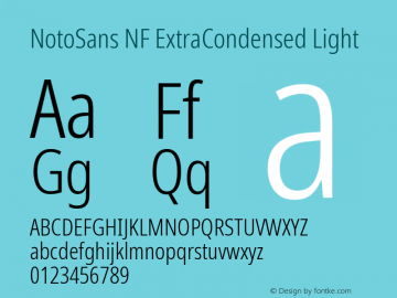 Noto Sans ExtraCondensed Light Nerd Font Complete Windows Compatible Version 2.000;GOOG;noto-source:20170915:90ef993387c0; ttfautohint (v1.7) Font Sample