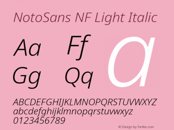 Noto Sans Light Italic Nerd Font Complete Windows Compatible Version 2.000;GOOG;noto-source:20170915:90ef993387c0; ttfautohint (v1.7)图片样张