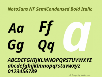 Noto Sans SemiCondensed Bold Italic Nerd Font Complete Windows Compatible Version 2.000;GOOG;noto-source:20170915:90ef993387c0; ttfautohint (v1.7)图片样张