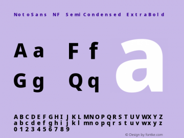 Noto Sans SemiCondensed ExtraBold Nerd Font Complete Mono Windows Compatible Version 2.000;GOOG;noto-source:20170915:90ef993387c0; ttfautohint (v1.7) Font Sample