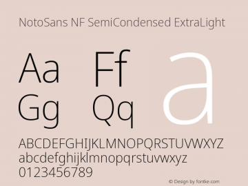 Noto Sans SemiCondensed ExtraLight Nerd Font Complete Windows Compatible Version 2.000;GOOG;noto-source:20170915:90ef993387c0; ttfautohint (v1.7) Font Sample