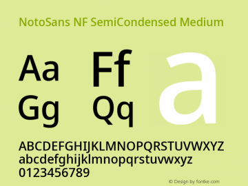 Noto Sans SemiCondensed Medium Nerd Font Complete Windows Compatible Version 2.000;GOOG;noto-source:20170915:90ef993387c0; ttfautohint (v1.7) Font Sample