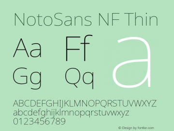 Noto Sans Thin Nerd Font Complete Windows Compatible Version 2.000;GOOG;noto-source:20170915:90ef993387c0; ttfautohint (v1.7)图片样张