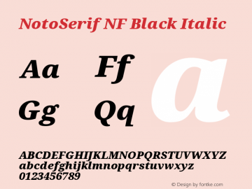 Noto Serif Black Italic Nerd Font Complete Windows Compatible Version 2.000;GOOG;noto-source:20170915:90ef993387c0; ttfautohint (v1.7) Font Sample