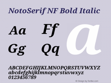 Noto Serif Bold Italic Nerd Font Complete Windows Compatible Version 2.000;GOOG;noto-source:20170915:90ef993387c0; ttfautohint (v1.7) Font Sample