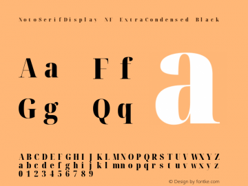 Noto Serif Display ExtraCondensed Black Nerd Font Complete Mono Windows Compatible Version 2.000;GOOG;noto-source:20170915:90ef993387c0; ttfautohint (v1.7) Font Sample