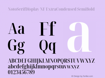 Noto Serif Display ExtraCondensed SemiBold Nerd Font Complete Windows Compatible Version 2.000;GOOG;noto-source:20170915:90ef993387c0; ttfautohint (v1.7)图片样张