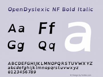 OpenDyslexic Bold Italic Nerd Font Complete Windows Compatible Version 2.001;PS 002.001;hotconv 1.0.70;makeotf.lib2.5.58329图片样张