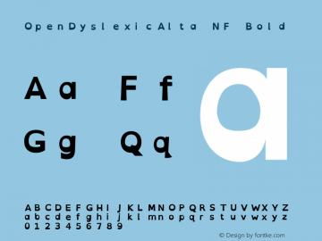 OpenDyslexicAlta Bold Nerd Font Complete Mono Windows Compatible Version 2.001;PS 002.001;hotconv 1.0.70;makeotf.lib2.5.58329 Font Sample