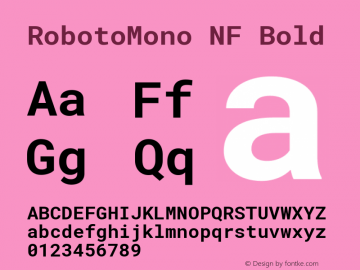 Roboto Mono Bold Nerd Font Complete Windows Compatible Version 2.000986; 2015; ttfautohint (v1.3)图片样张
