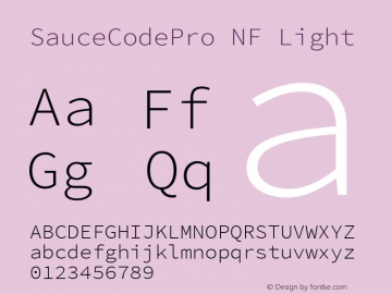Sauce Code Pro Light Nerd Font Complete Windows Compatible Version 2.010;PS 1.000;hotconv 1.0.84;makeotf.lib2.5.63406图片样张