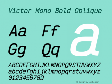 Victor Mono Bold Oblique Version 1.121图片样张