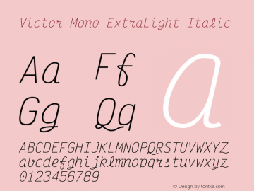 Victor Mono ExtraLight Italic Version 1.121图片样张