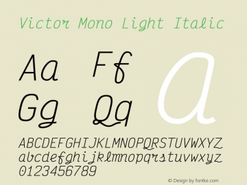 Victor Mono Light Italic Version 1.121图片样张