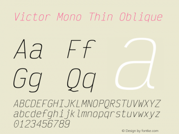 Victor Mono Thin Oblique Version 1.121图片样张