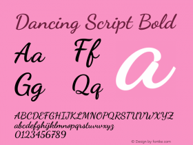 Dancing Script Bold Version 2.000 Font Sample