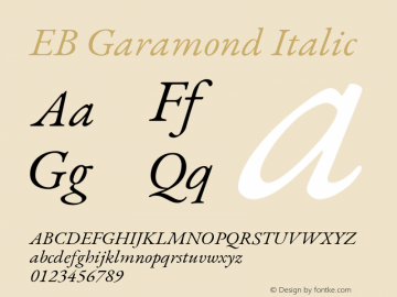 EB Garamond Italic Version 1.000; ttfautohint (v1.8.2) Font Sample