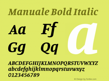Manuale Bold Italic Version 1.000; ttfautohint (v1.8.1.43-b0c9) Font Sample
