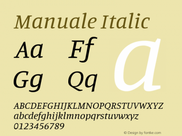Manuale Italic Version 1.000; ttfautohint (v1.8.1.43-b0c9)图片样张