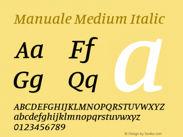 Manuale Medium Italic Version 1.000; ttfautohint (v1.8.1.43-b0c9) Font Sample