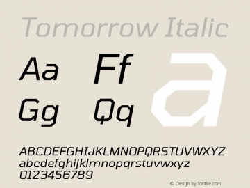 Tomorrow Italic Version 2.002 Font Sample