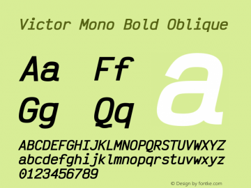 Victor Mono Bold Oblique Version 1.300图片样张