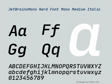 JetBrains Mono Medium Italic Nerd Font Complete Mono Version 1.000; ttfautohint (v1.8.3)图片样张