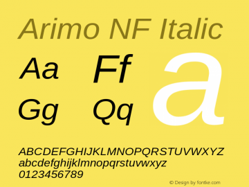 Arimo Italic Nerd Font Complete Windows Compatible Version 1.23 Font Sample