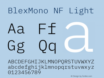 Blex Mono Light Nerd Font Complete Mono Windows Compatible Version 2.000 Font Sample