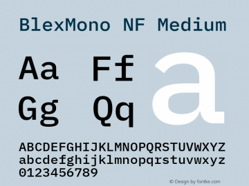 Blex Mono Medium Nerd Font Complete Windows Compatible Version 2.000 Font Sample