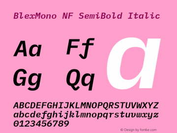 Blex Mono SemiBold Italic Nerd Font Complete Mono Windows Compatible Version 2.000 Font Sample