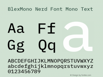 Blex Mono Text Nerd Font Complete Mono Version 2.000 Font Sample