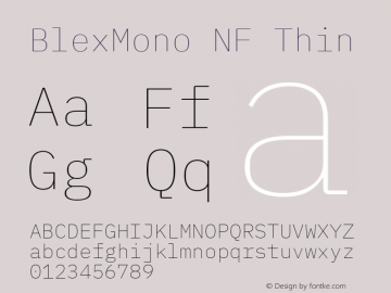 Blex Mono Thin Nerd Font Complete Mono Windows Compatible Version 2.000 Font Sample
