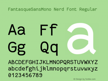 Fantasque Sans Mono Regular Nerd Font Complete Version 1.8.0 ; ttfautohint (v1.8.2) Font Sample