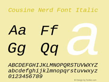 Cousine Italic Nerd Font Complete Version 1.21图片样张