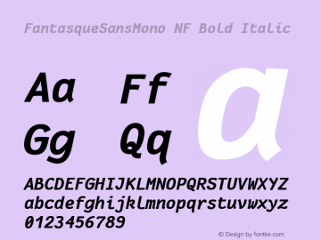 Fantasque Sans Mono Bold Italic Nerd Font Complete Windows Compatible Version 1.8.0 ; ttfautohint (v1.8.2)图片样张