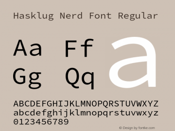 Hasklug Nerd Font Complete Version 2.030;PS 1.0;hotconv 16.6.51;makeotf.lib2.5.65220图片样张