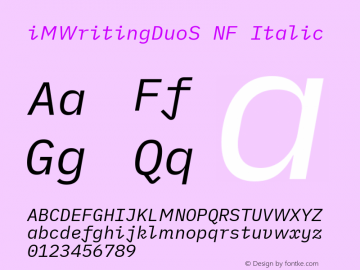 iM Writing Duo S Italic Nerd Font Complete Windows Compatible Version 2.000图片样张